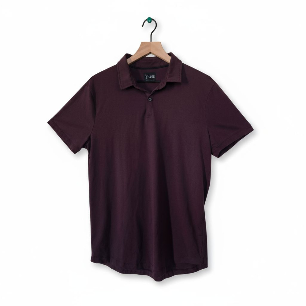 Cuts Curve Hem Polo Shirt in Burgundy Size Large Soft Knit Casual